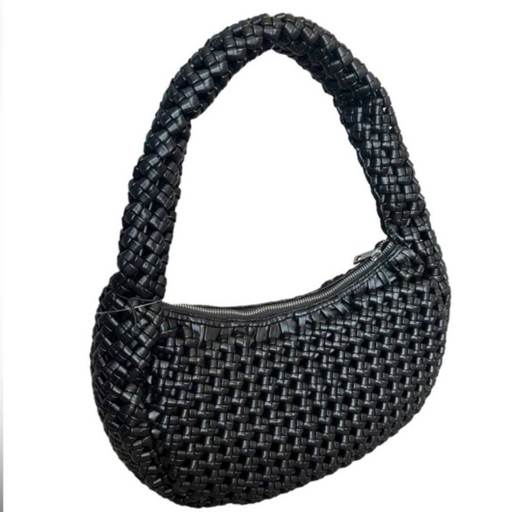 Sincerely‎ Jules Black Woven Cresent Vegan Leather Handbag